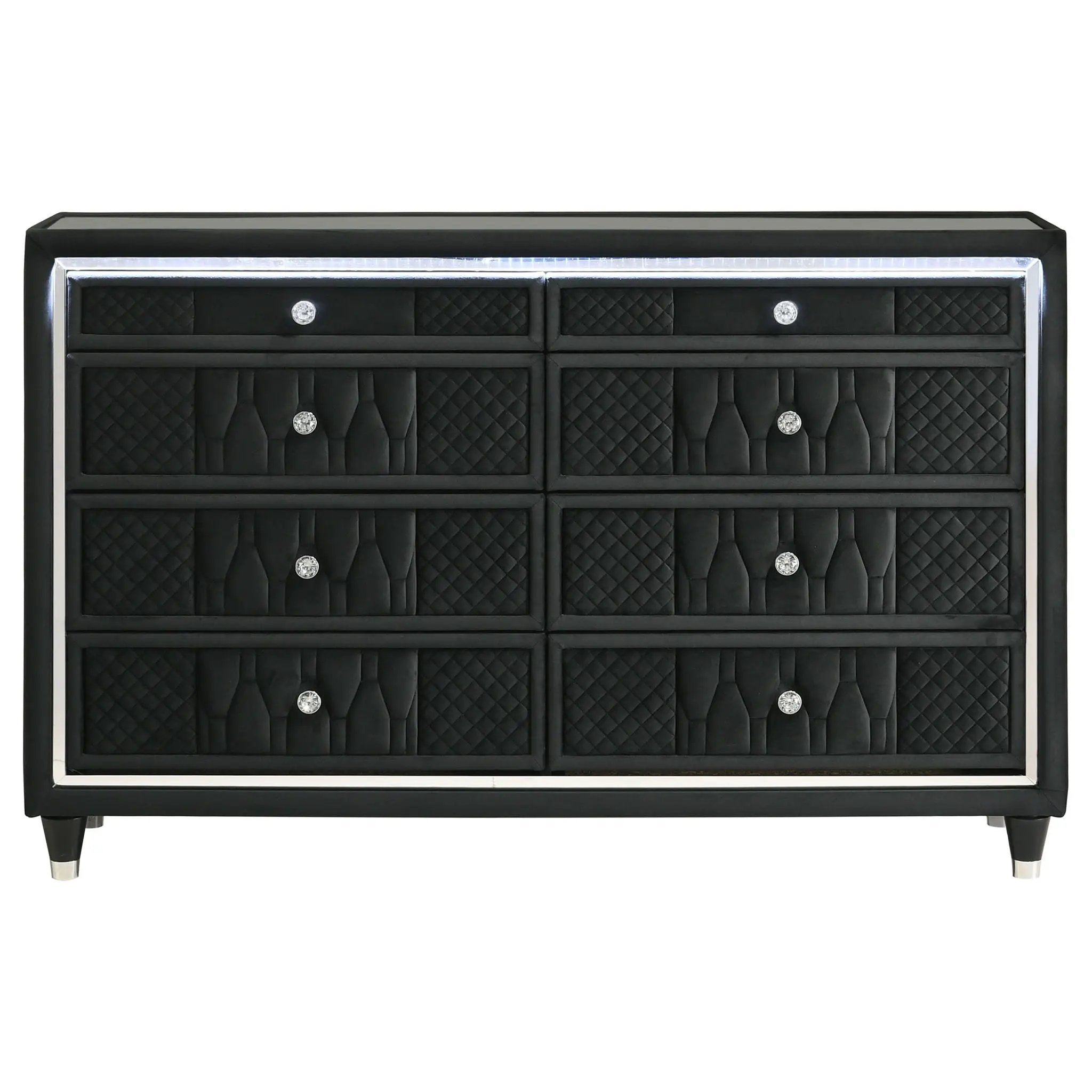 Lorient 8-drawer LED Bedroom Dresser Cabinet Black by Unique Piece Furniture