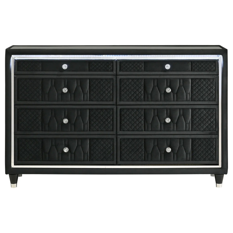 Lorient 8-drawer LED Bedroom Dresser Cabinet Black by Unique Piece Furniture