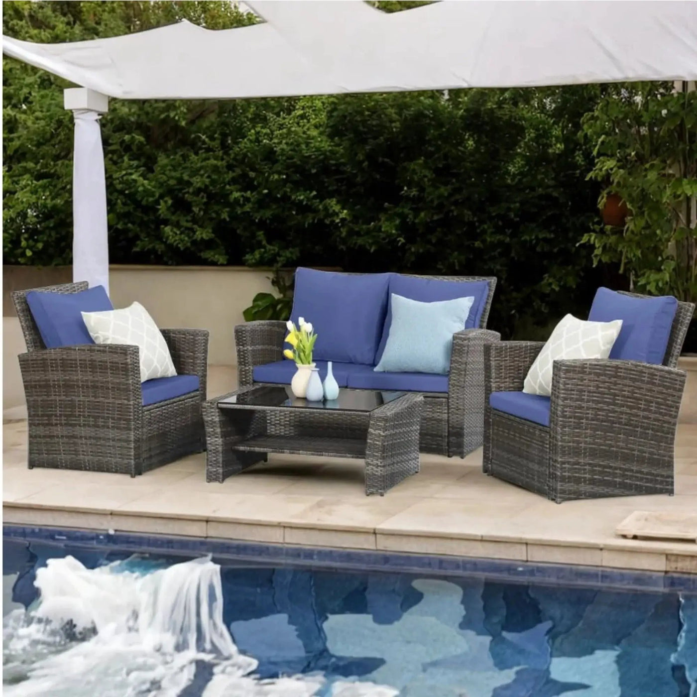 Modern Patio Set With Table And Cushions by HouseOfZazla
