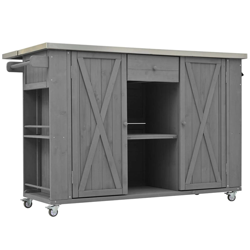 Outdoor Kitchen Island With Stainless Steel Top, Ample Storage Space, Towel And Spice Racks And A Bottle Opener by Unique Piece Furniture