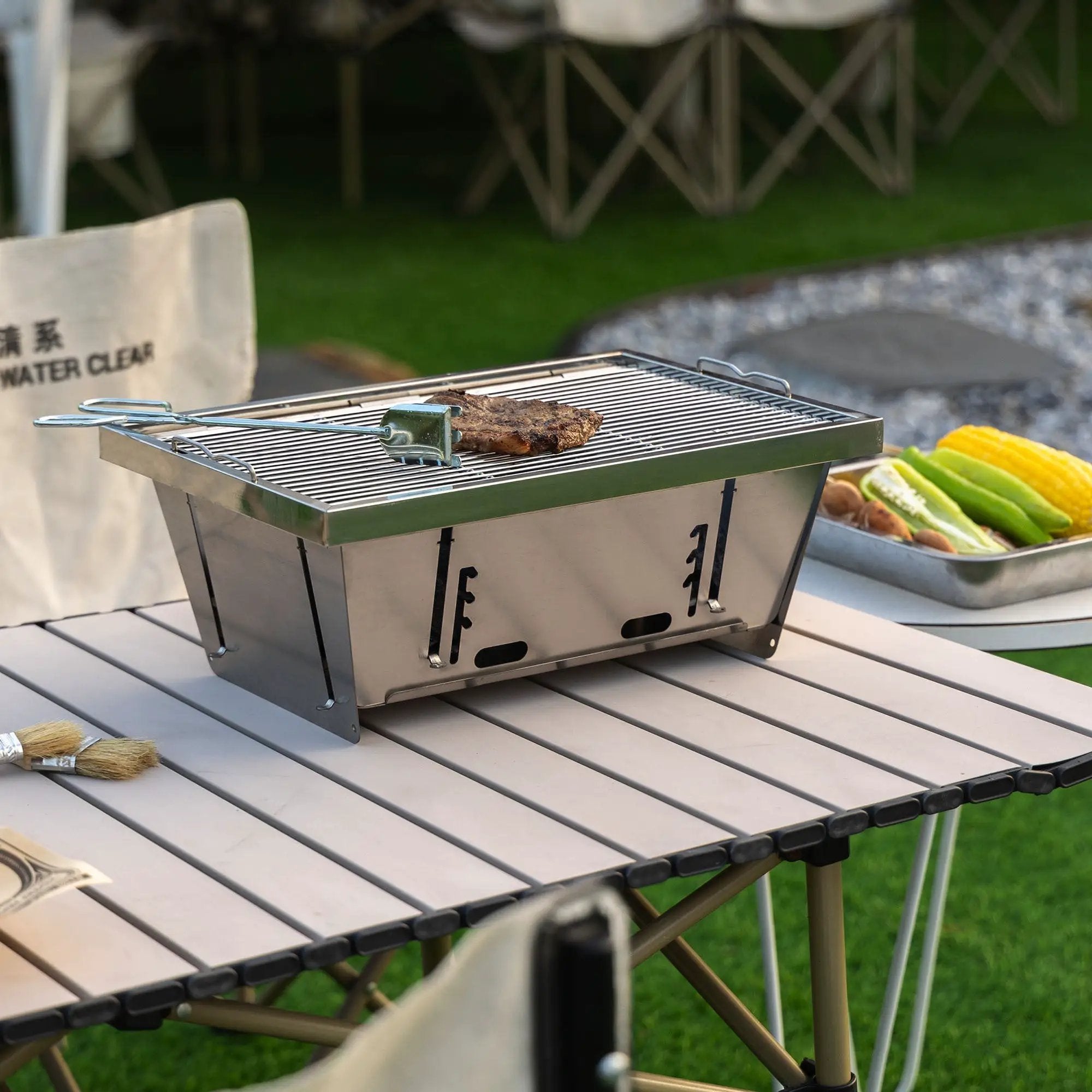 Folded Portable BBQ Outdoor Charcoal Barbecue Set by HouseOfZazla