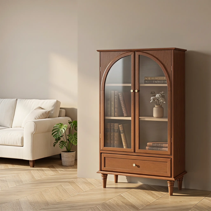 Vintage Farmhouse Arched Glass Accent Cabinet by HouseOfZazla
