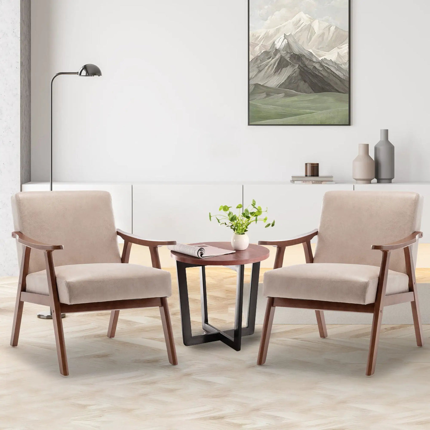 Mid Century Modern Accent Chair With Solid Wood Frame And Extra Thick Backrest by HouseOfZazla