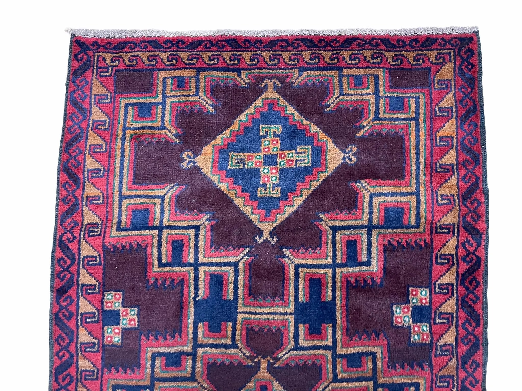 2'11" X 4'6" Vintage Handmade Tribal Wool Rug Balouchi Rug Afghan Rug Geometric by Jewel Rugs