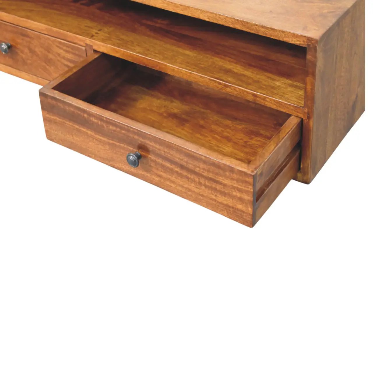 Solid Wood Lunar Wall-Mounted Media Unit, 2-Drawers, Chestnut by HouseOfZazla