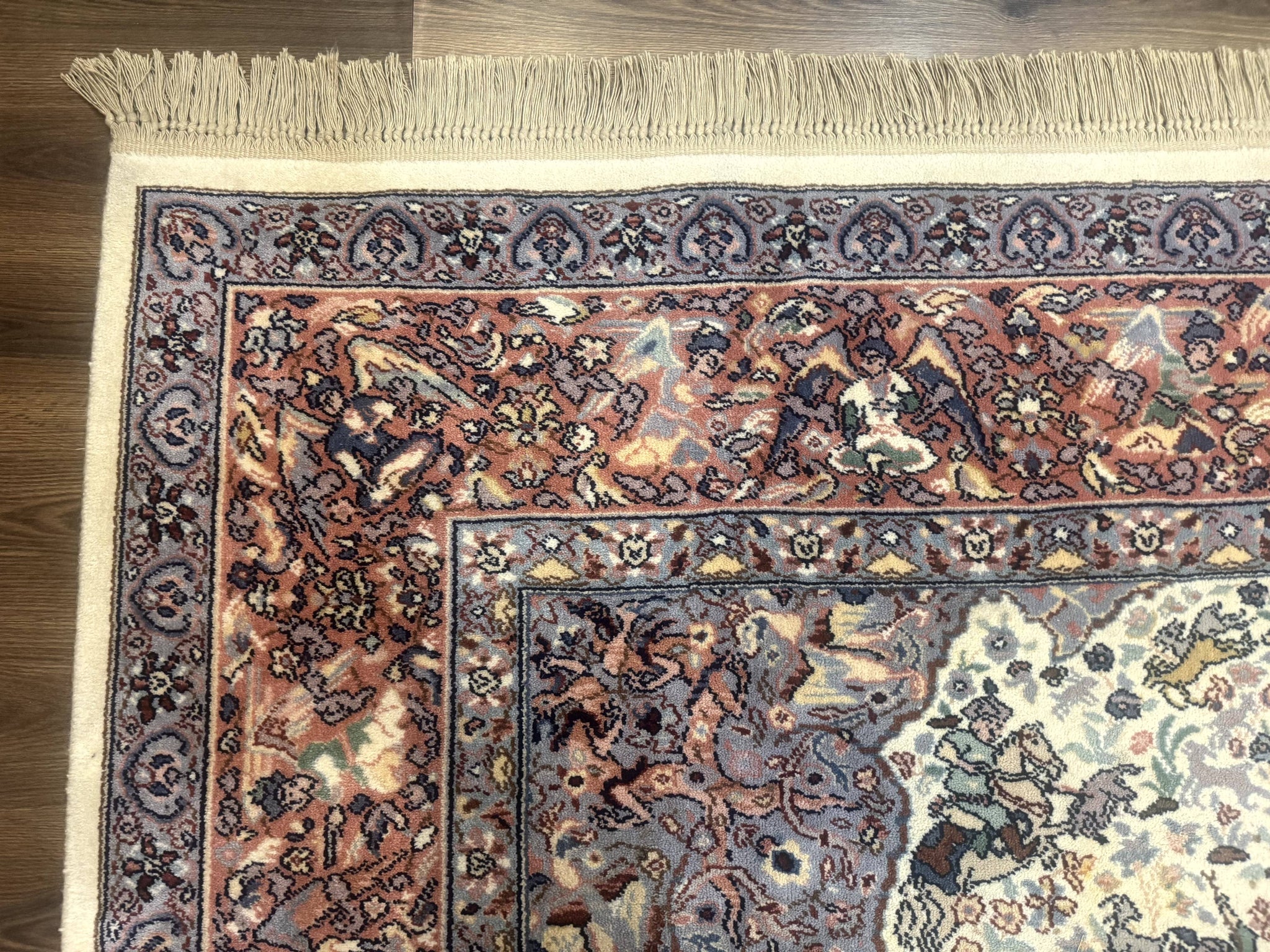 8.8 x 12 Karastan Ivory Hunting Rug #751, Vintage Wool Discontinued Original 700 Series, Rare by Jewel Rugs