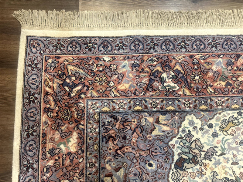 8.8 x 12 Karastan Ivory Hunting Rug #751, Vintage Wool Discontinued Original 700 Series, Rare by Jewel Rugs