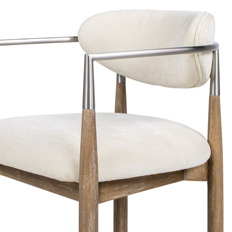 Artemis - Mixed Material Upholstered Counter Stool - Warm White by HouseOfZazla