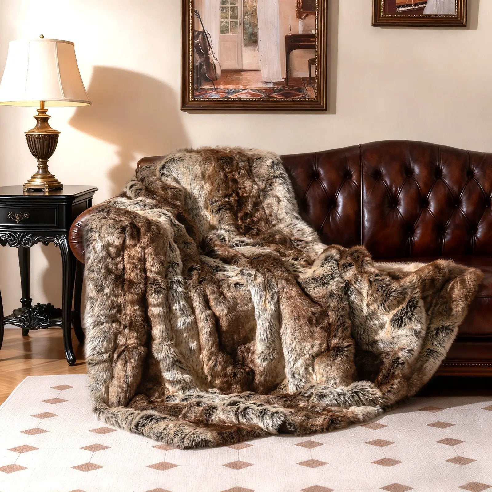 760GSM Soft Plush Fuzzy Luxury Faux Raccoon Fur Blanket for Sofa-M by DirectDeals