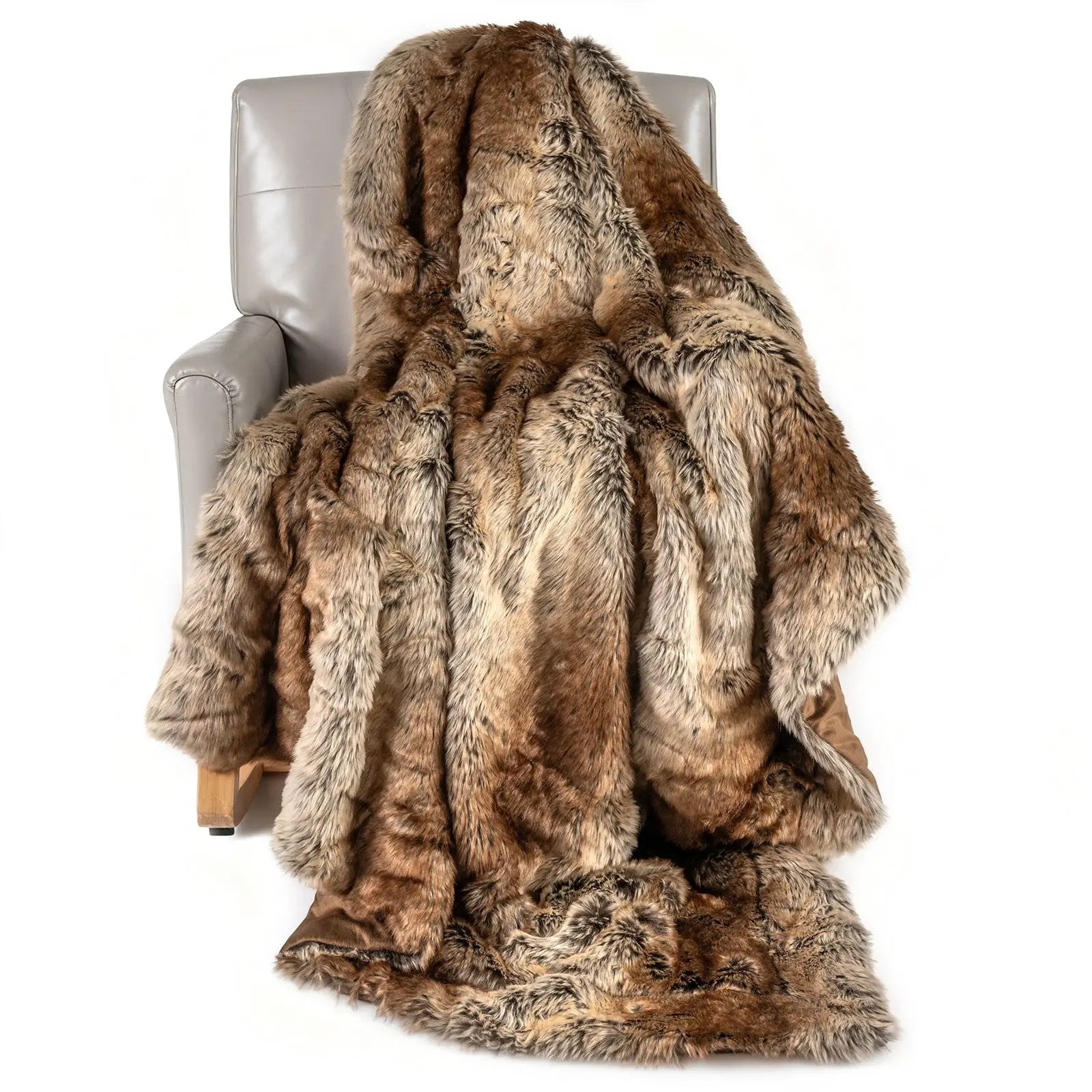 760GSM Soft Plush Fuzzy Luxury Faux Raccoon Fur Blanket for Sofa-M by DirectDeals