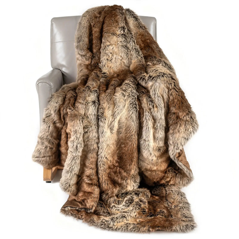 760GSM Soft Plush Fuzzy Luxury Faux Raccoon Fur Blanket for Sofa-M by DirectDeals