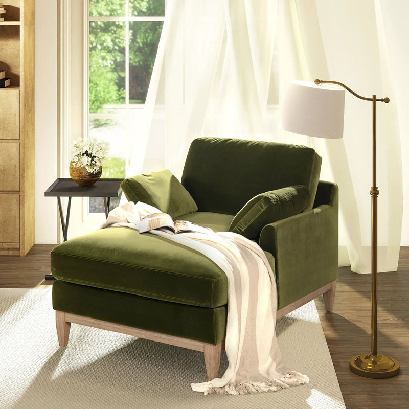 Pasadena - Modern Farmhouse Chaise Lounge Chair - Olive Green by Unique Piece Furniture