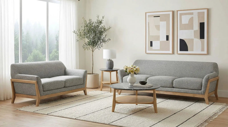 Vaughn 2-piece Fabric Upholstered Flared Arm Sofa Set Grey by Unique Piece Furniture