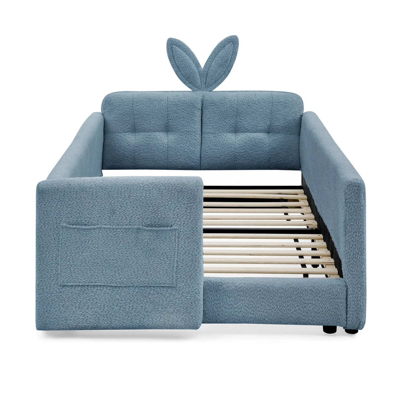 Cute Rabbit Ear Upholstered Platform Bed Frame With Safety Rail by HouseOfZazla