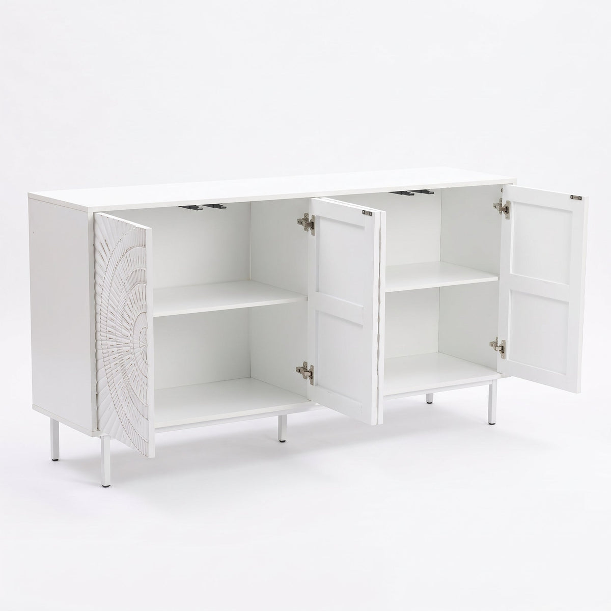 Shabby Chic Wood Sideboard Buffet with Storage Hutch - White, photo 6 of 10