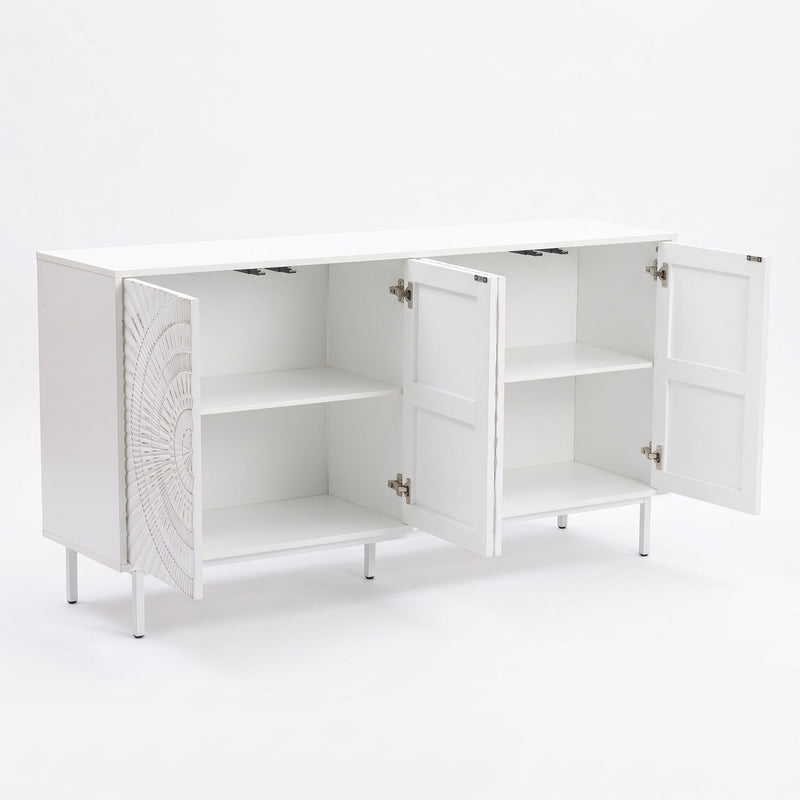 Shabby Chic Wood Sideboard Buffet with Storage Hutch - White, photo 6 of 10