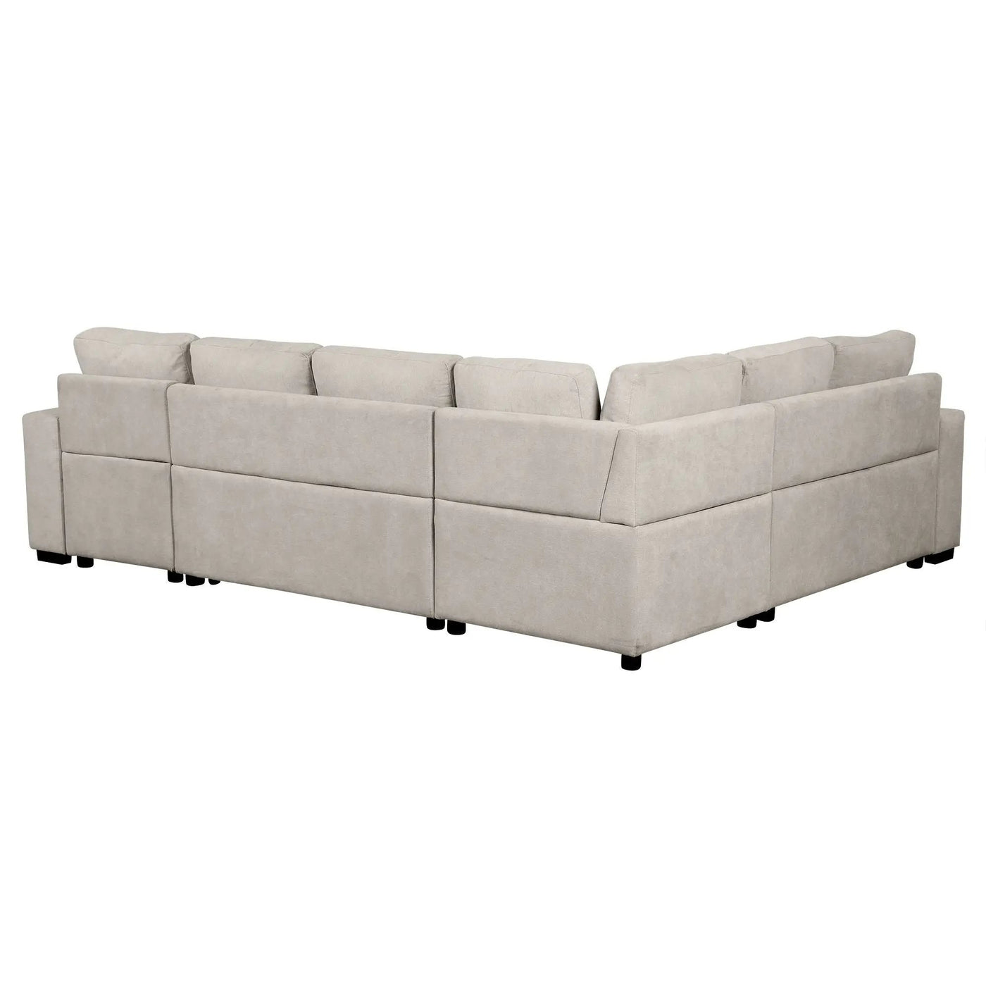 U-Shaped Sectional Sofa Pull-Out Sofa Bed With Two USB Ports, A Storage Chaise Lounge And Four Back Pillows For Living Room by HouseOfZazla
