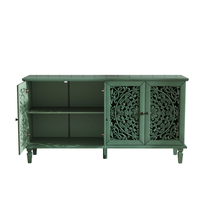 60' Antique Buffet Cabinet with Floral Carvings by HouseOfZazla