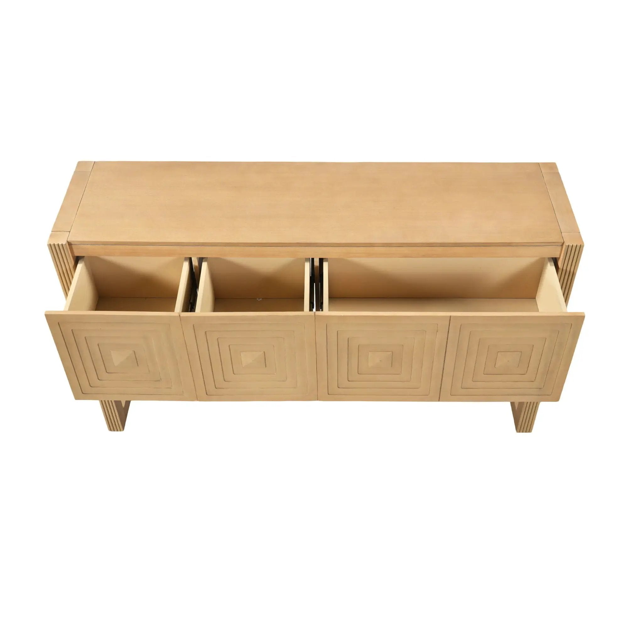 Geometric Carved Console Table With 3 Soft Close Drawers by HouseOfZazla