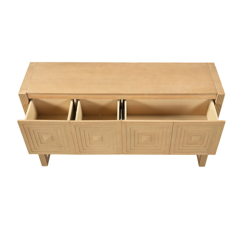 Geometric Carved Console Table With 3 Soft Close Drawers by HouseOfZazla