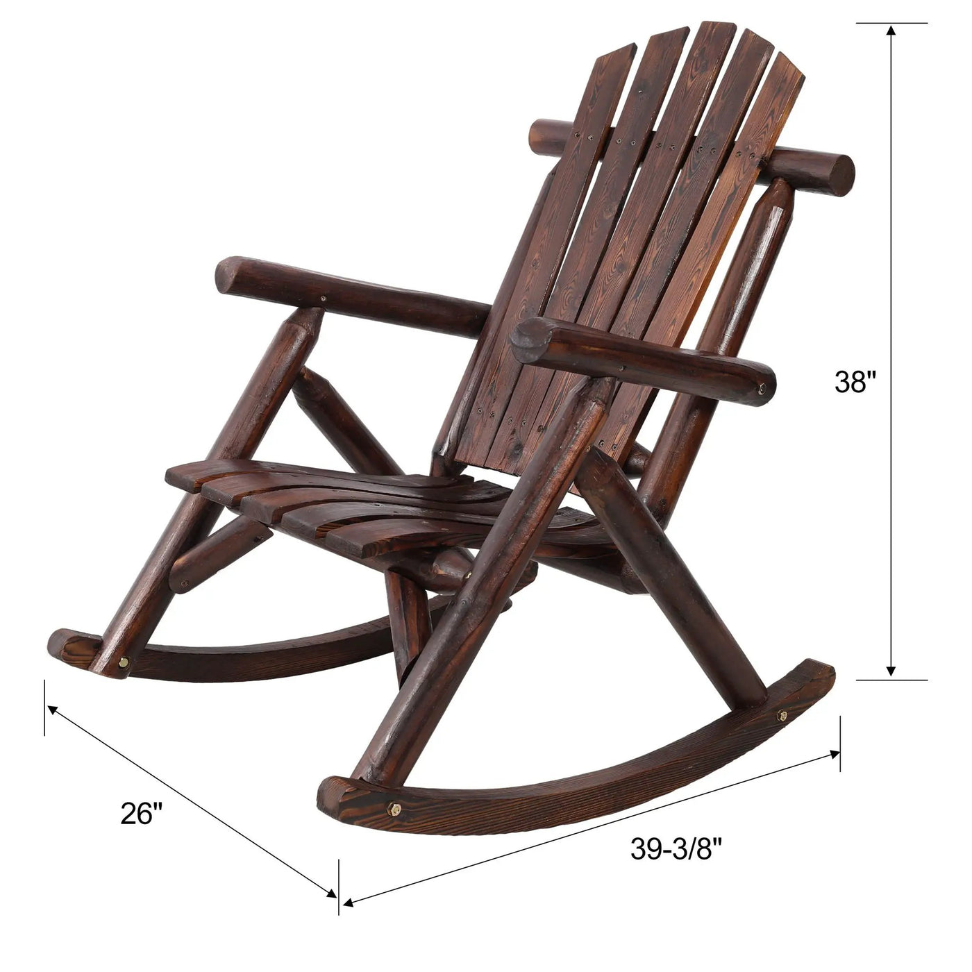 Durable Wooden Porch Rocker, Fir Log Rocking Chair by HouseOfZazla