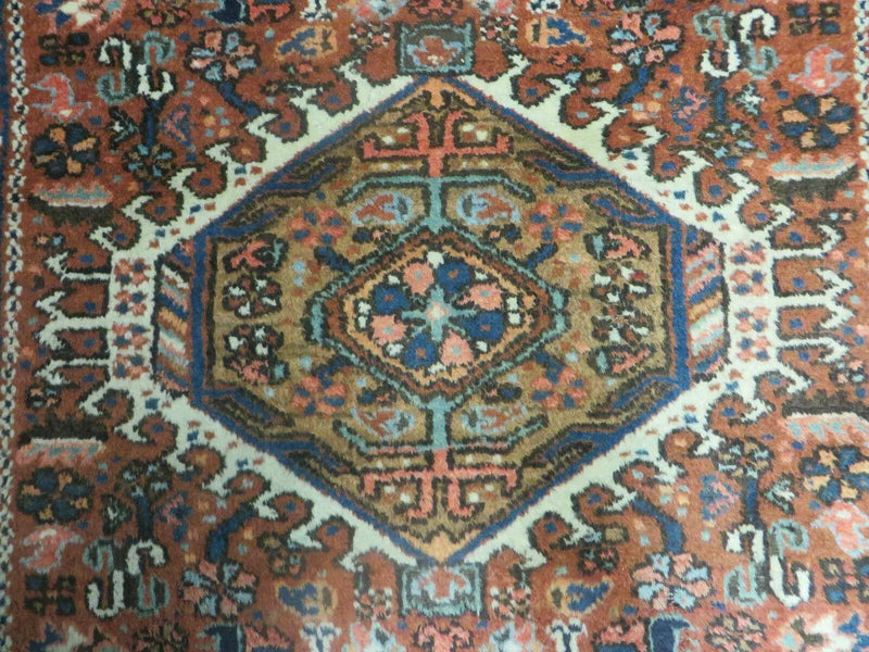 Persian Karajeh Rug 5x6, Antique Geometric Medallion Carpet by Jewel Rugs