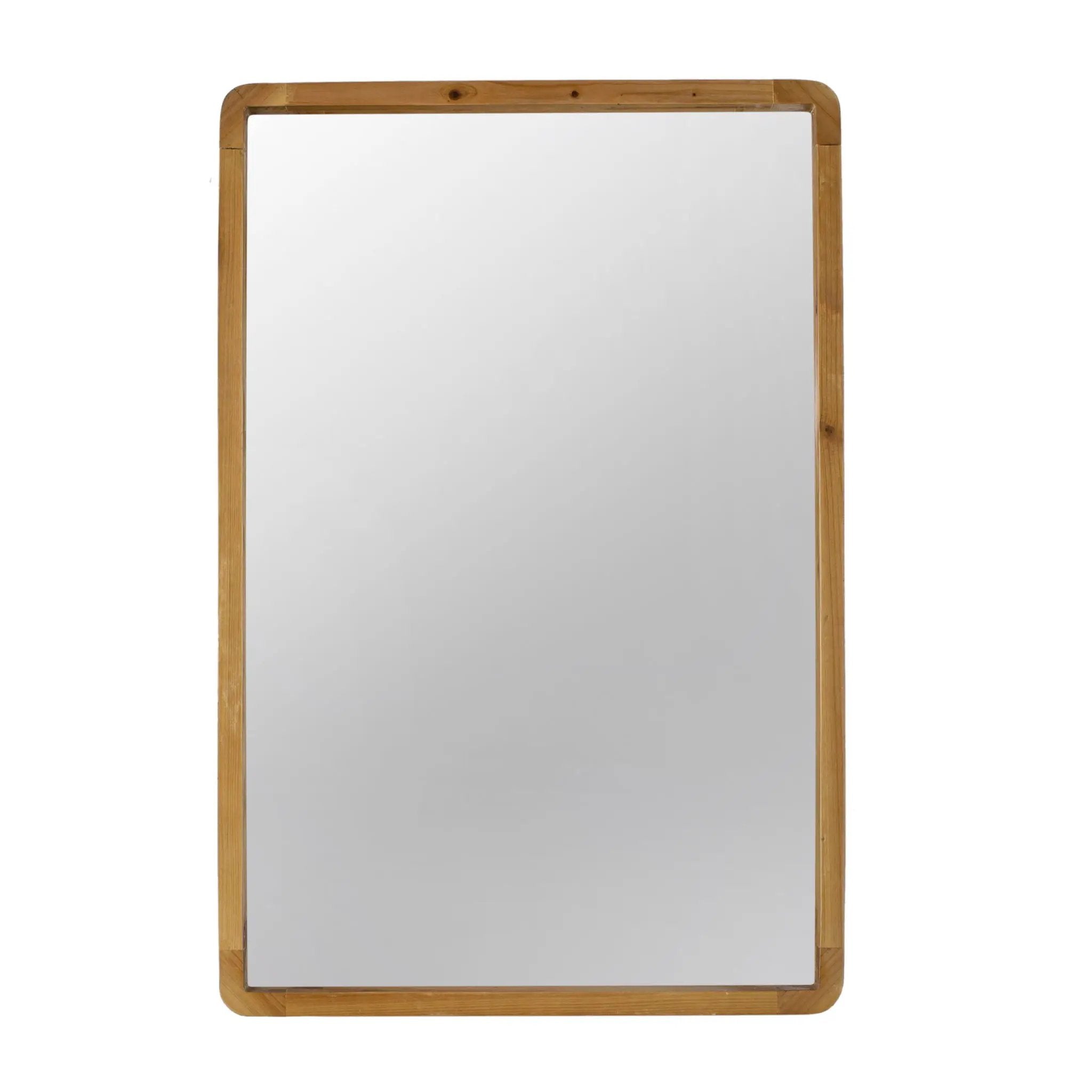 Rectangle Wood Mirror, Farmhouse Wall Decor For Living Room Bedroom Entryway - Brown by HouseOfZazla