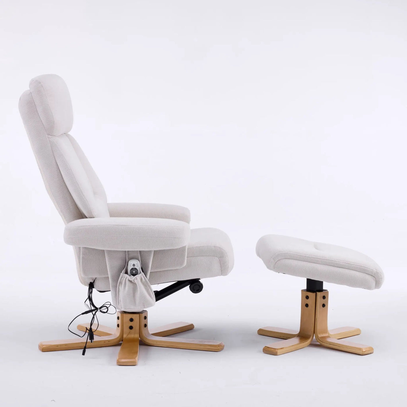 Upholstered Heated Massage 360° Swivel Accent Chair With Ottoman by HouseOfZazla