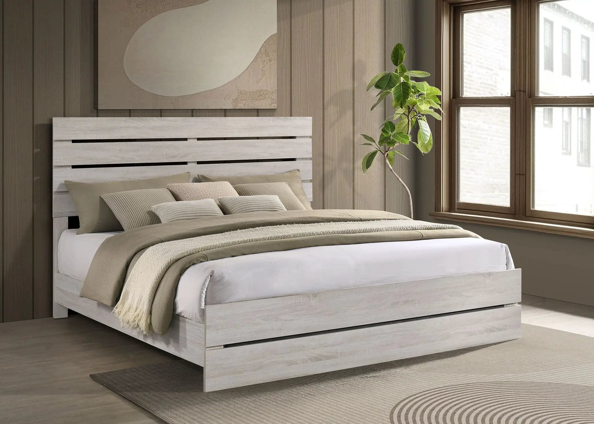 Brantford Wood Eastern King Panel Bed Coastal White by Unique Piece Furniture