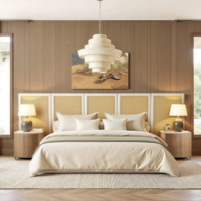 Capri Extended Headboard Cane Platform Bed, Antique by HouseOfZazla