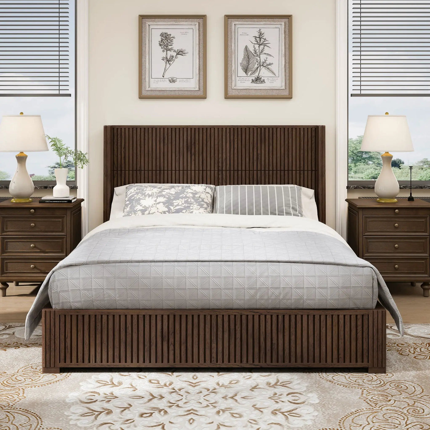 Platform Bed Frame With Headboard, Floor Standing Design by HouseOfZazla