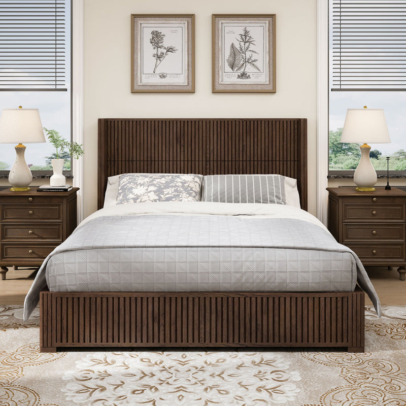 Platform Bed Frame With Headboard, Floor Standing Design by HouseOfZazla