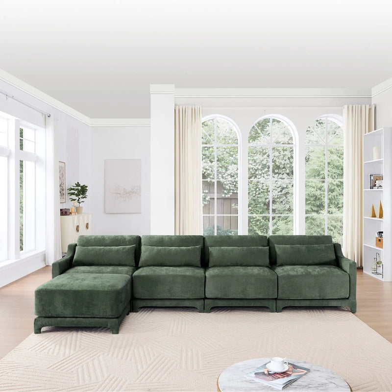 Stylish Sofa With Ottoman And Lumbar Pillows, Ergonomic Design by Unique Piece Furniture