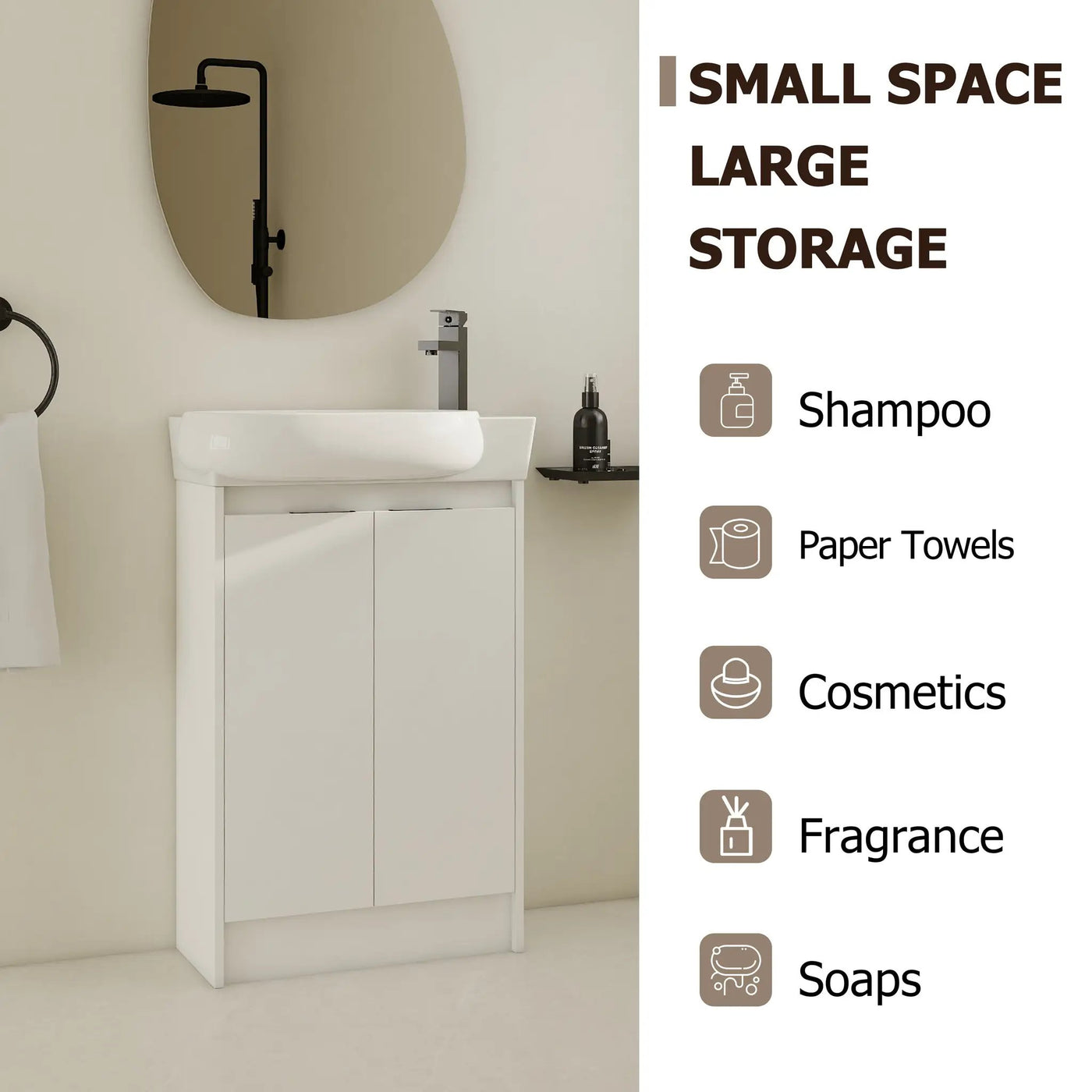 23" Freestanding Bathroom Vanity with Sink, Soft Close Doors by HouseOfZazla