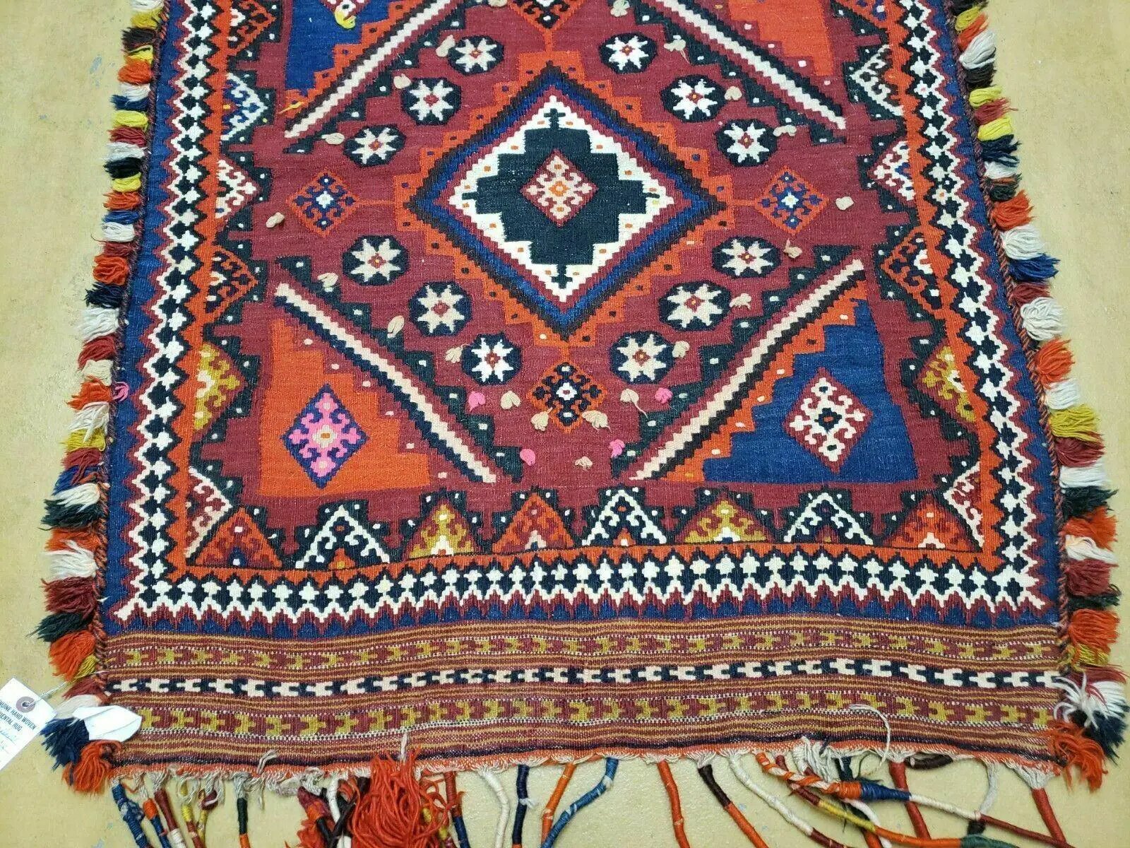 3' X 4' Antique Handmade Turkish Wool Kilim Rug Decorative Seat Cover by Jewel Rugs