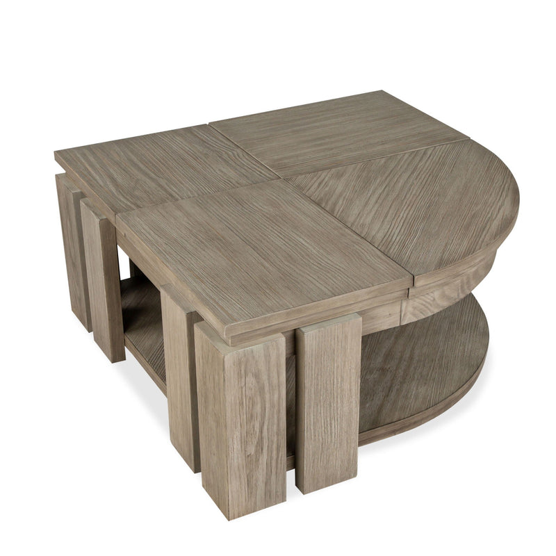 Conrad - Pie Shaped Lift Top Cocktail Table With Casters - Stone Harbor Gray, photo 3 of 7