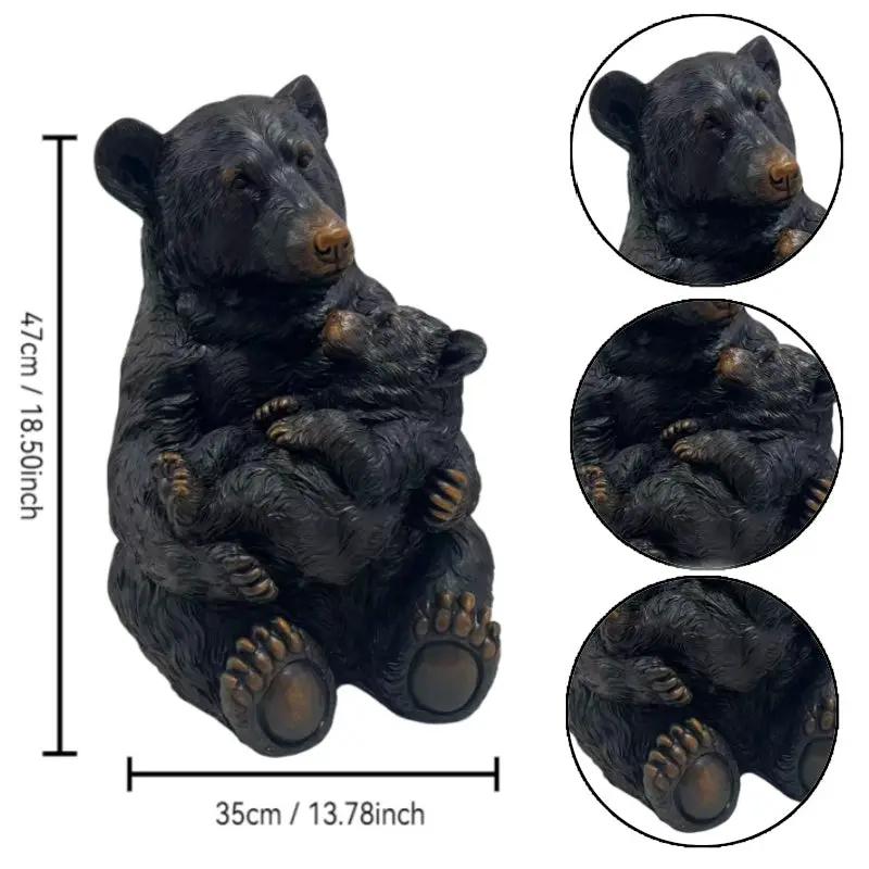 14" Tall Mother Bear Hugging Cub Garden Statue by HouseOfZazla