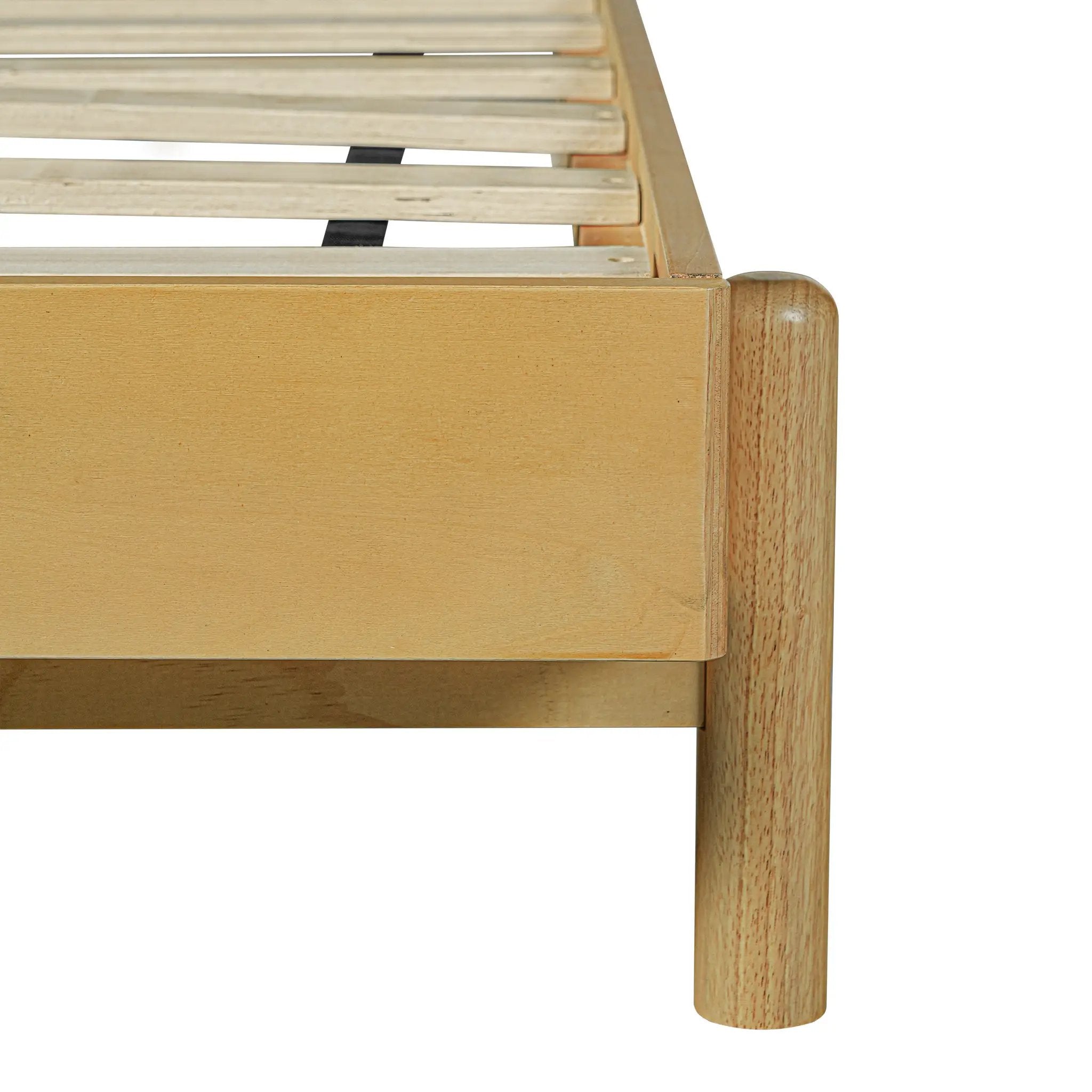 Premium Rubber Wood Platform Bed Frame, Queen Size with Headboard by HouseOfZazla