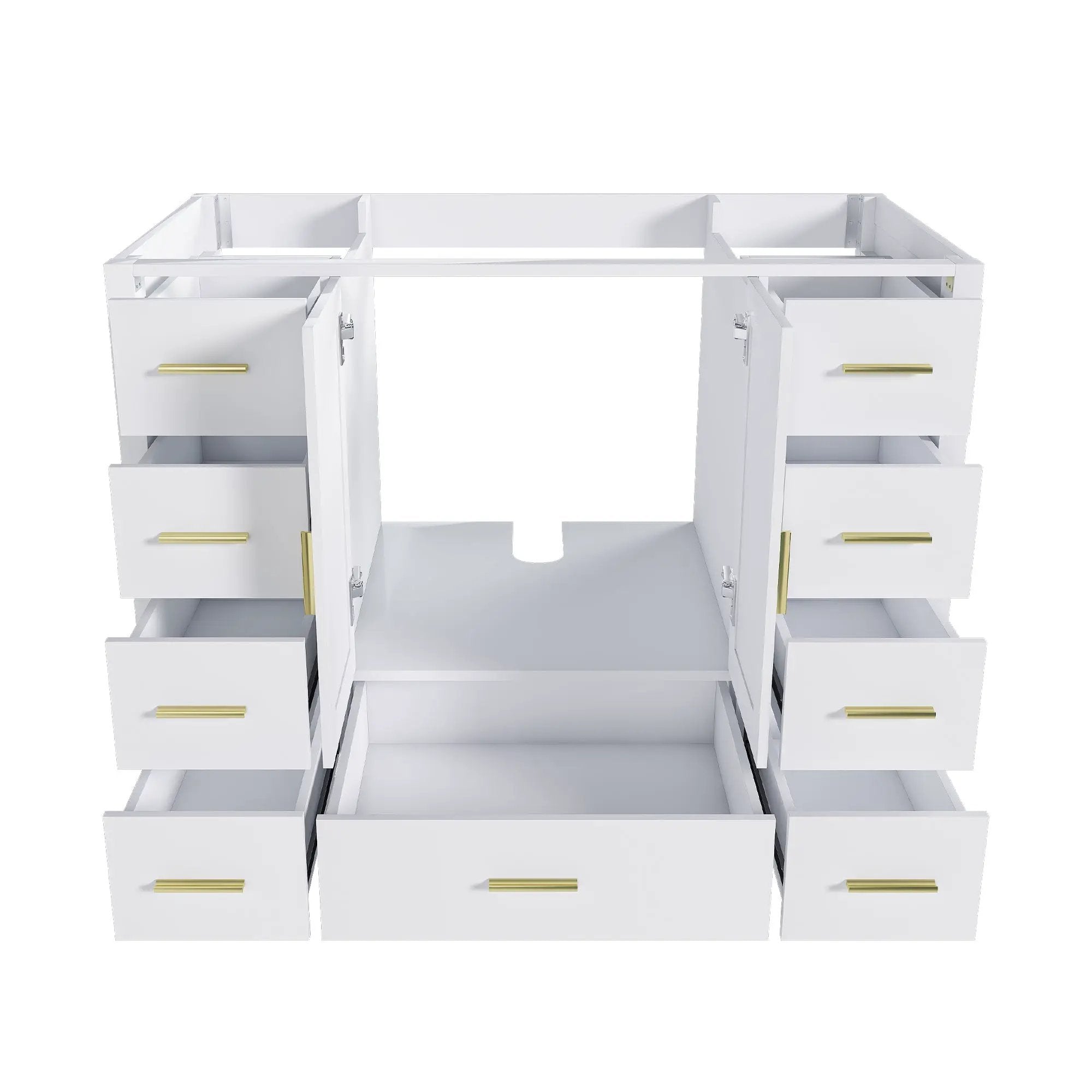 42" Bathroom Vanity Base Cabinet with 2 Soft-Close Double Doors & 9 Smooth Drawers by HouseOfZazla