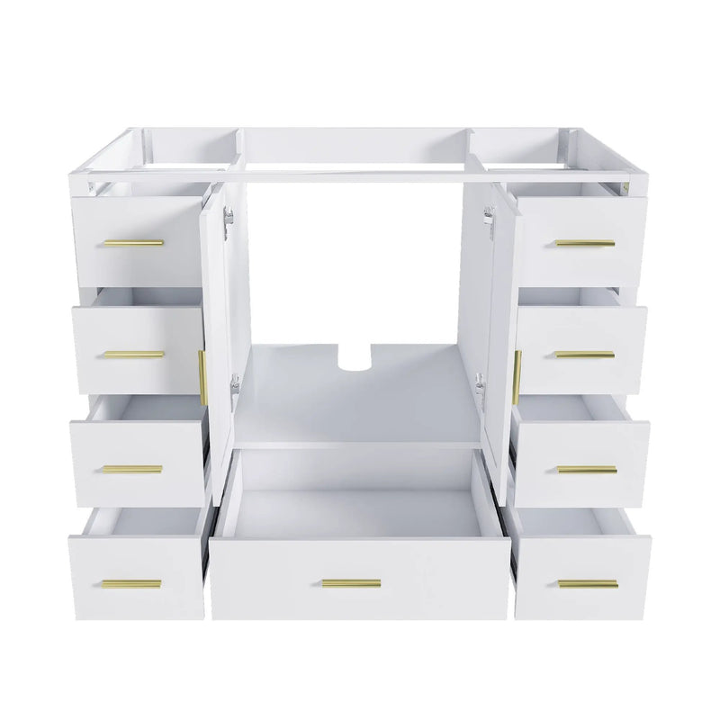 42" Bathroom Vanity Base Cabinet with 2 Soft-Close Double Doors & 9 Smooth Drawers by HouseOfZazla