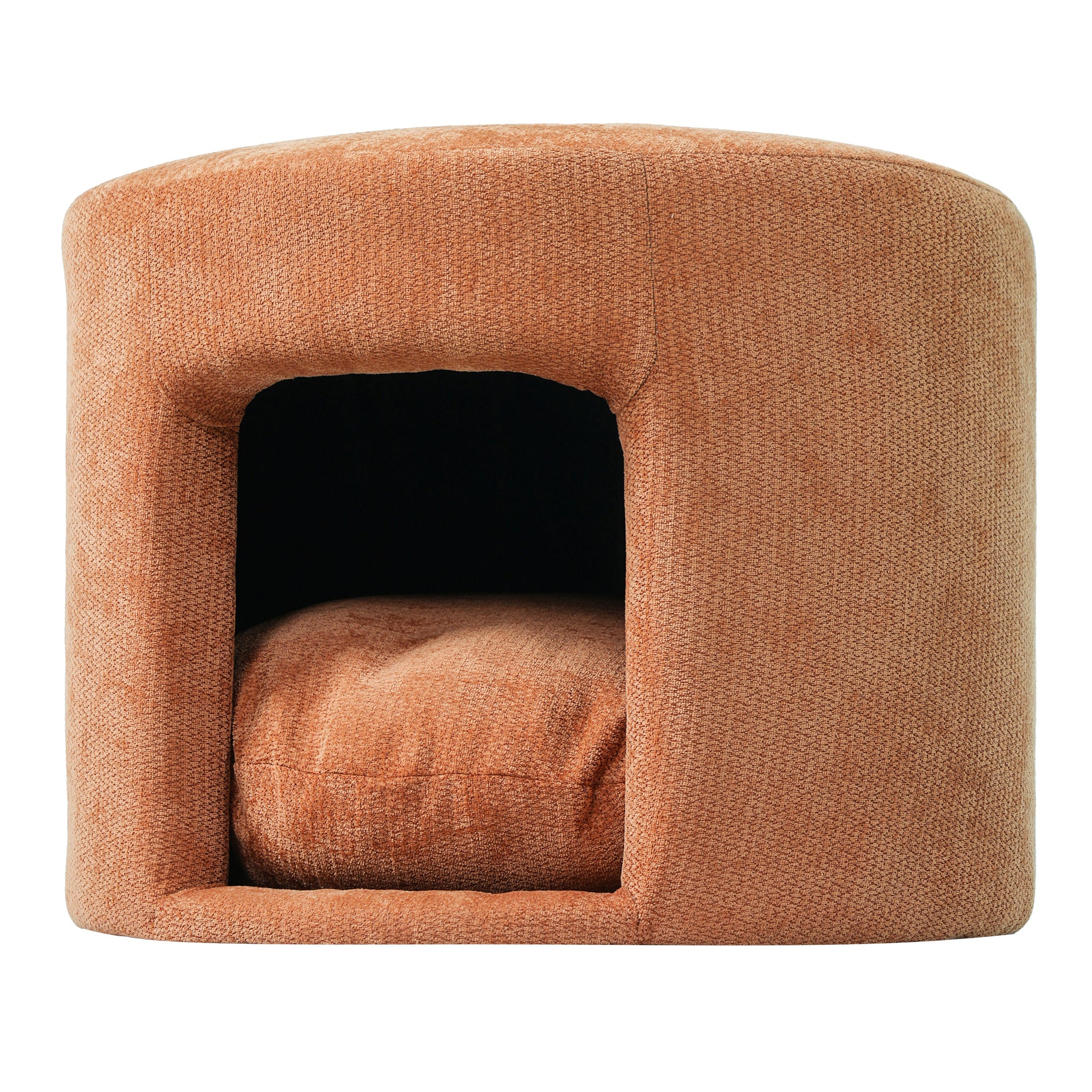 Orange Pet Friendly Ottoman with Removable Pet Cushion and Hidden Pet Nook by HouseOfZazla