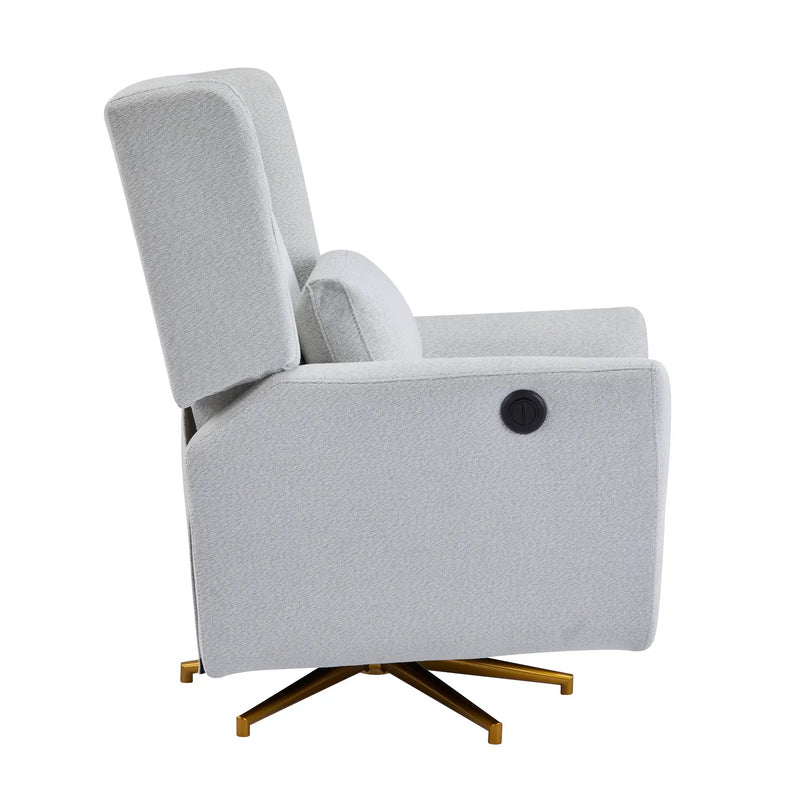 Power Recliner Chair Swivel Upholstered 360° Swivel Recliner by HouseOfZazla