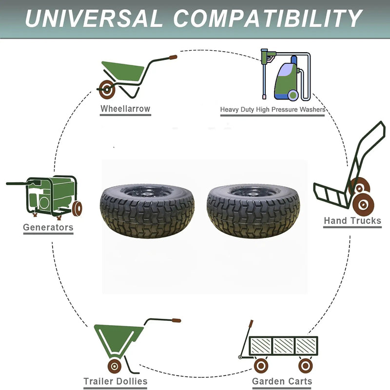 Flat Free Tire And Wheel Assemblies For Riding Lawn Mowers With 3" Hub - Black by HouseOfZazla