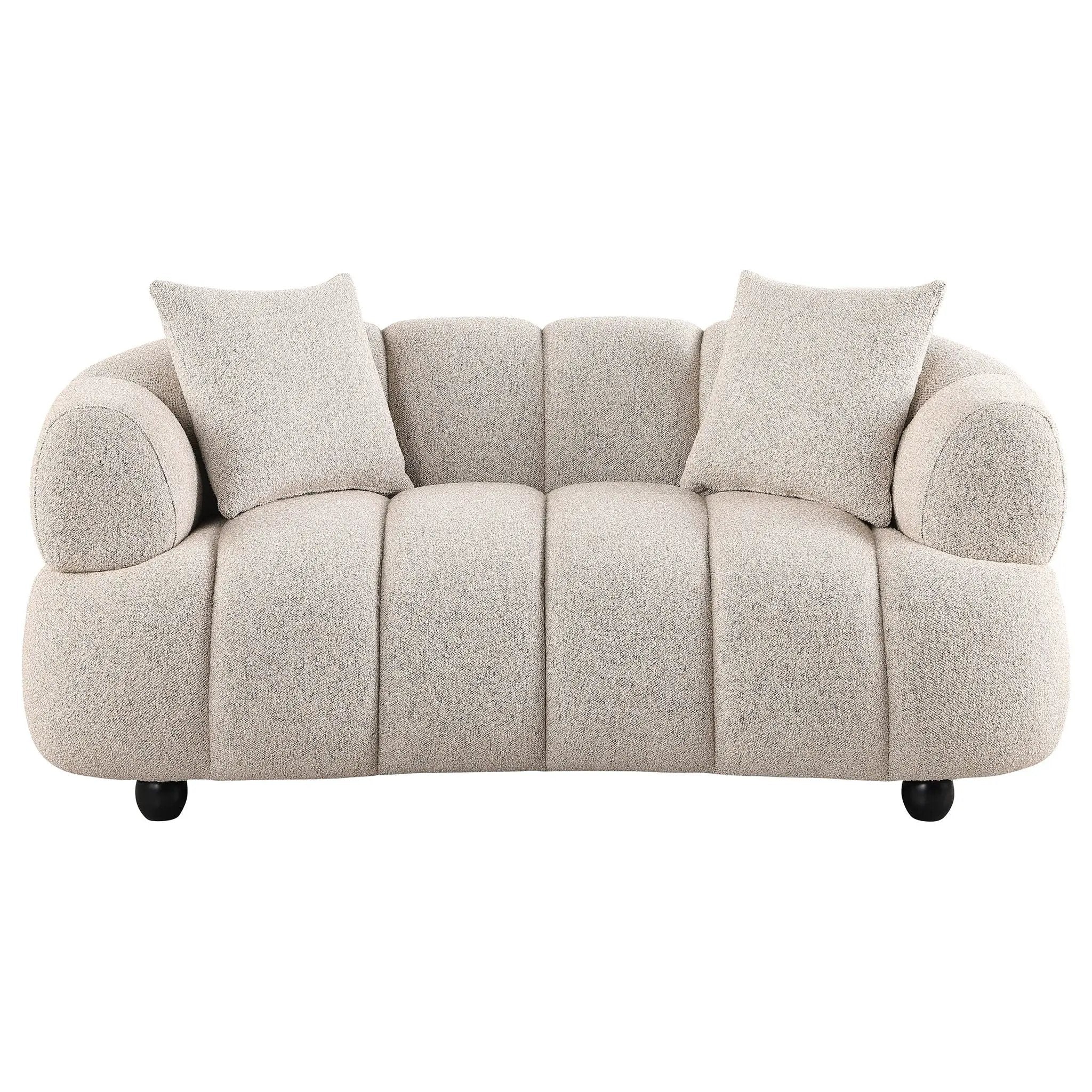 Whitney Contemporary Channel Tufted Boucle Upholstered Loveseat by Unique Piece Furniture