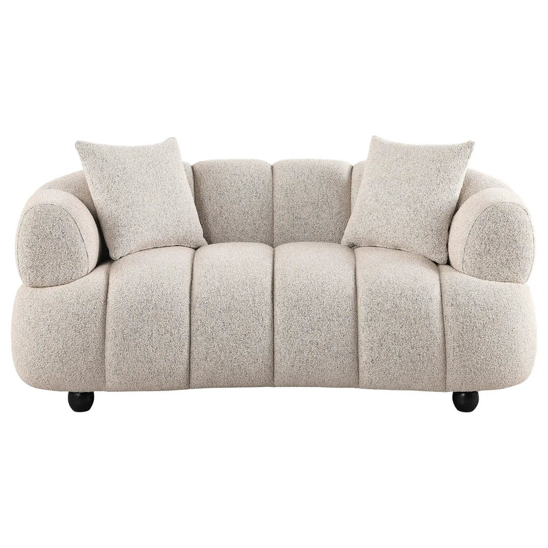 Whitney Contemporary Channel Tufted Boucle Upholstered Loveseat by Unique Piece Furniture