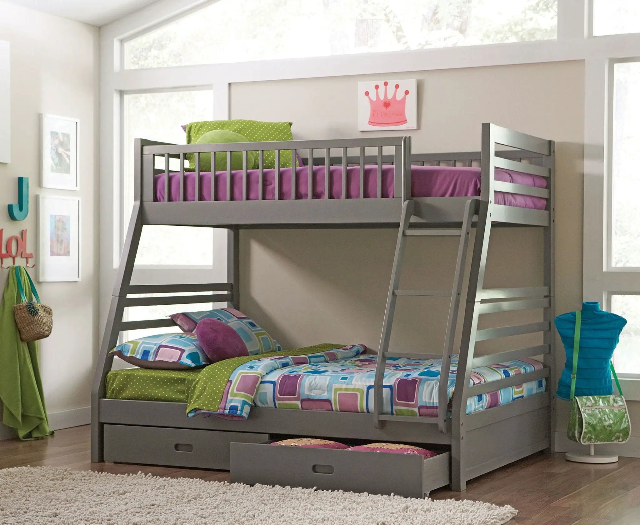 Ashton 2-drawer Wood Twin Over Full Bunk Bed Grey by Unique Piece Furniture