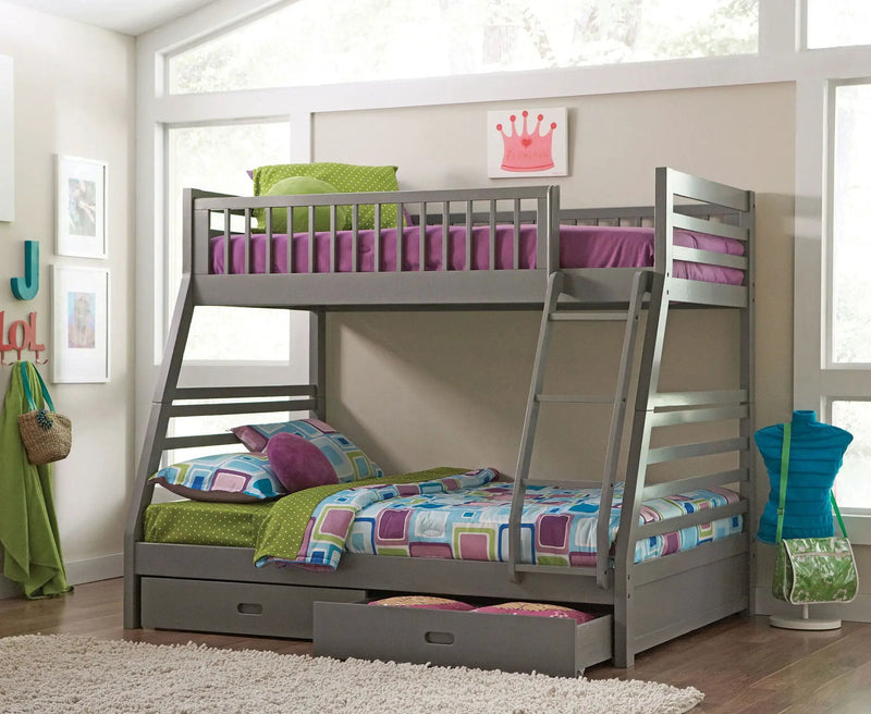 Ashton 2-drawer Wood Twin Over Full Bunk Bed Grey by Unique Piece Furniture