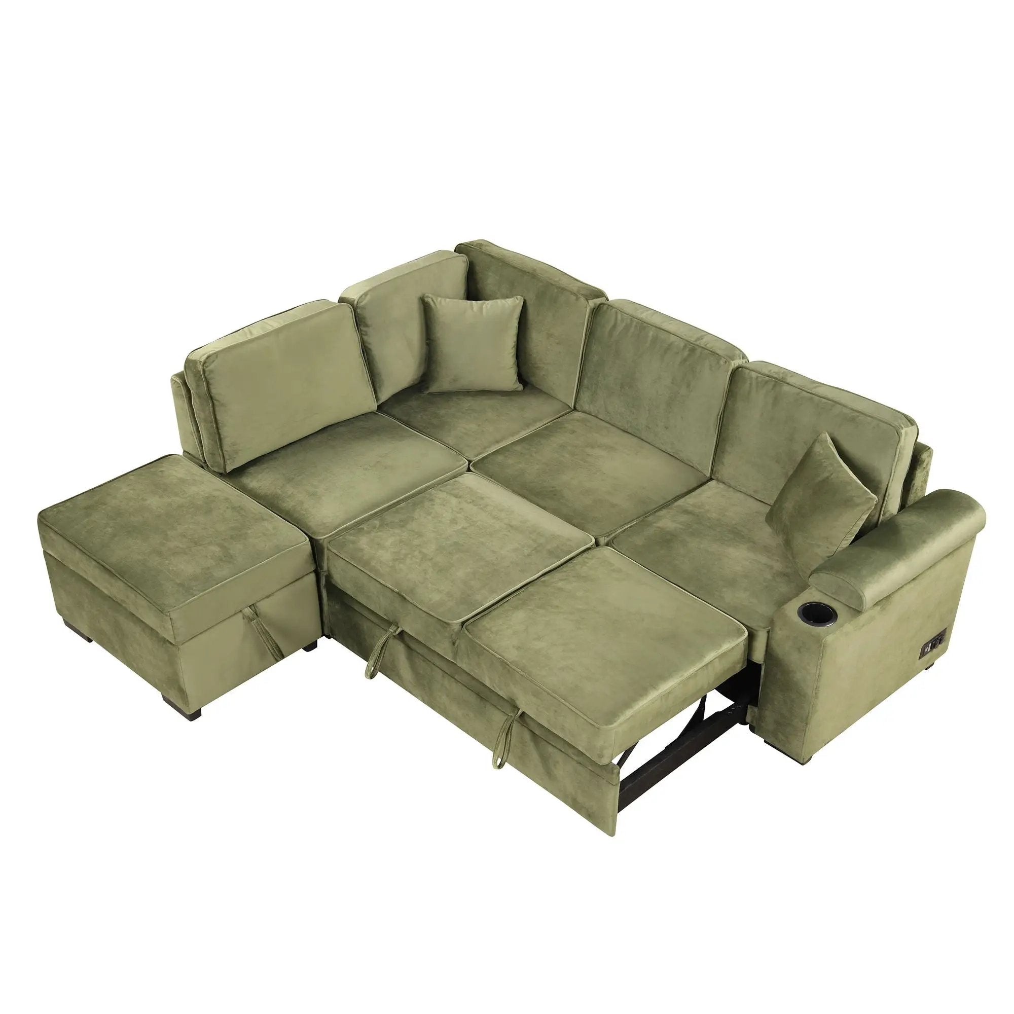 Sleeper Sofa Bed, 2 In 1 Pull Out Sofa Bed L Shape Couch With Storage Ottoman For Living Room, Bedroom Couch And Small Apartment by HouseOfZazla