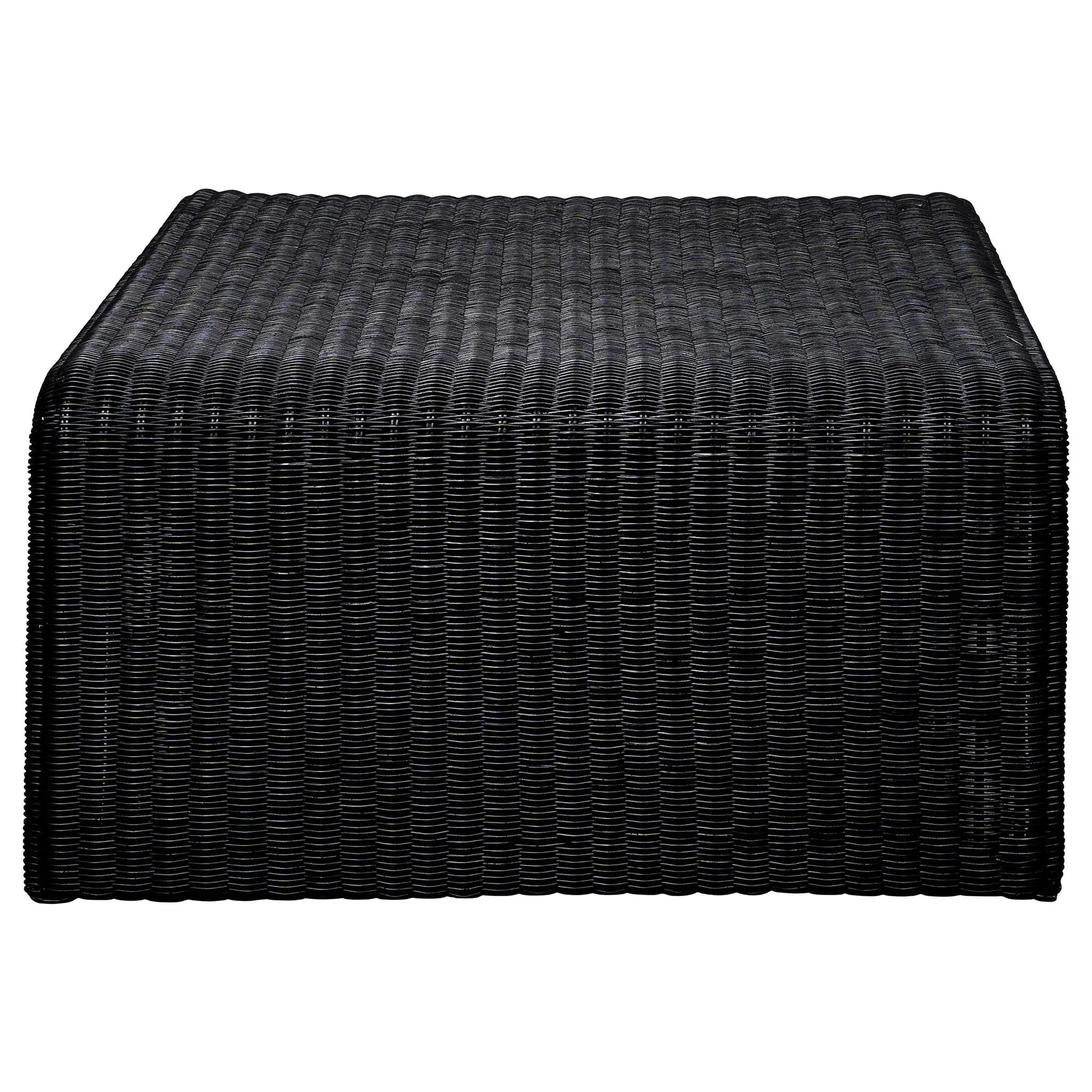 Cahya Woven Rattan Square Coffee Table Black by Unique Piece Furniture