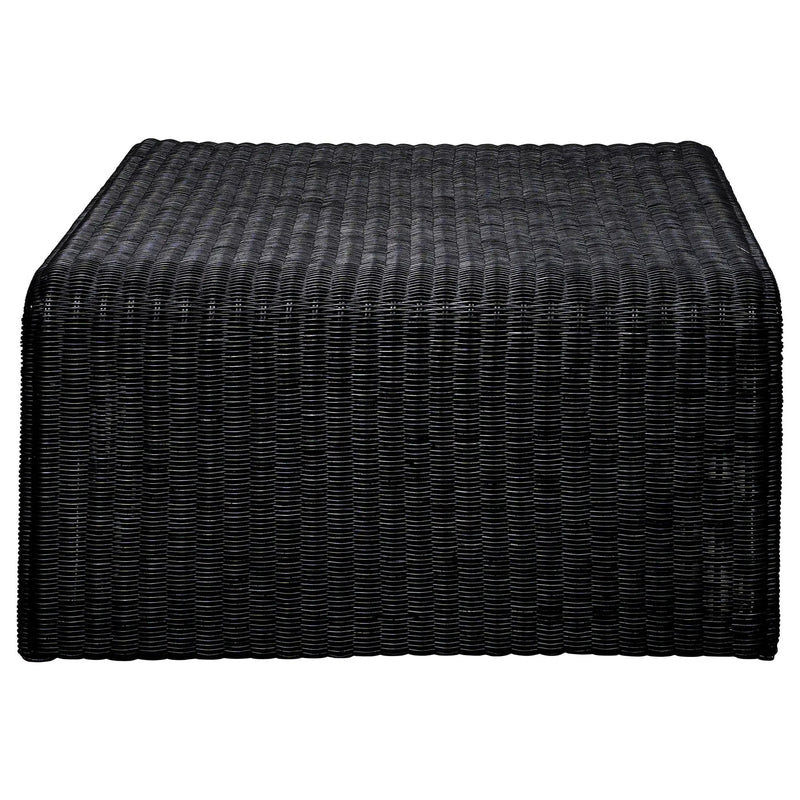 Cahya Woven Rattan Square Coffee Table Black by Unique Piece Furniture